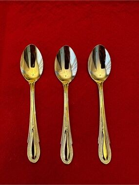 Oneida Community Golden Brahms Demitasse Spoons THREE Electroplate Flatware